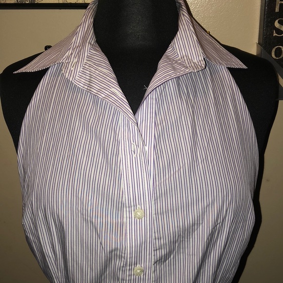 Pell&Co Purple and white stripe halter dress - Picture 2 of 4